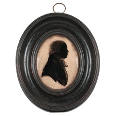 Silhouette originale georgiana incorniciata di un ritratto di un gentiluomo