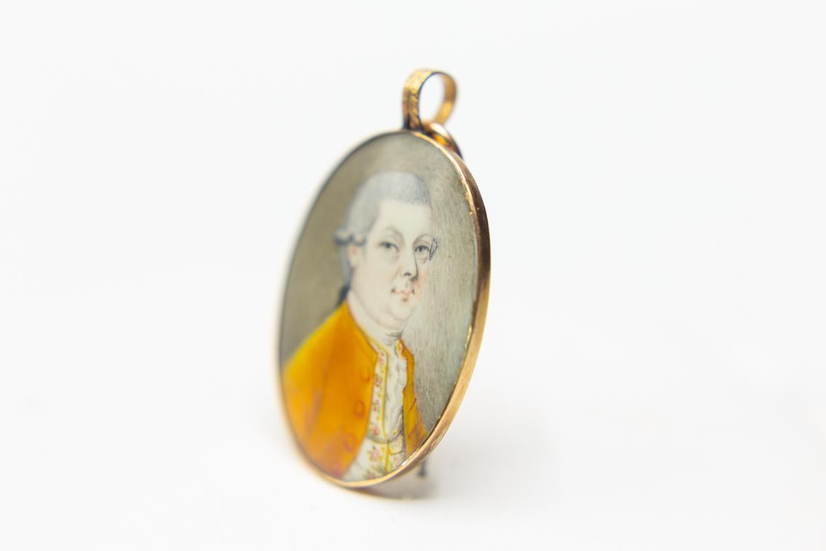 Women's or Men's Georgian Original Military Portrait Miniature of a Young Officer, circa 1790 For Sale