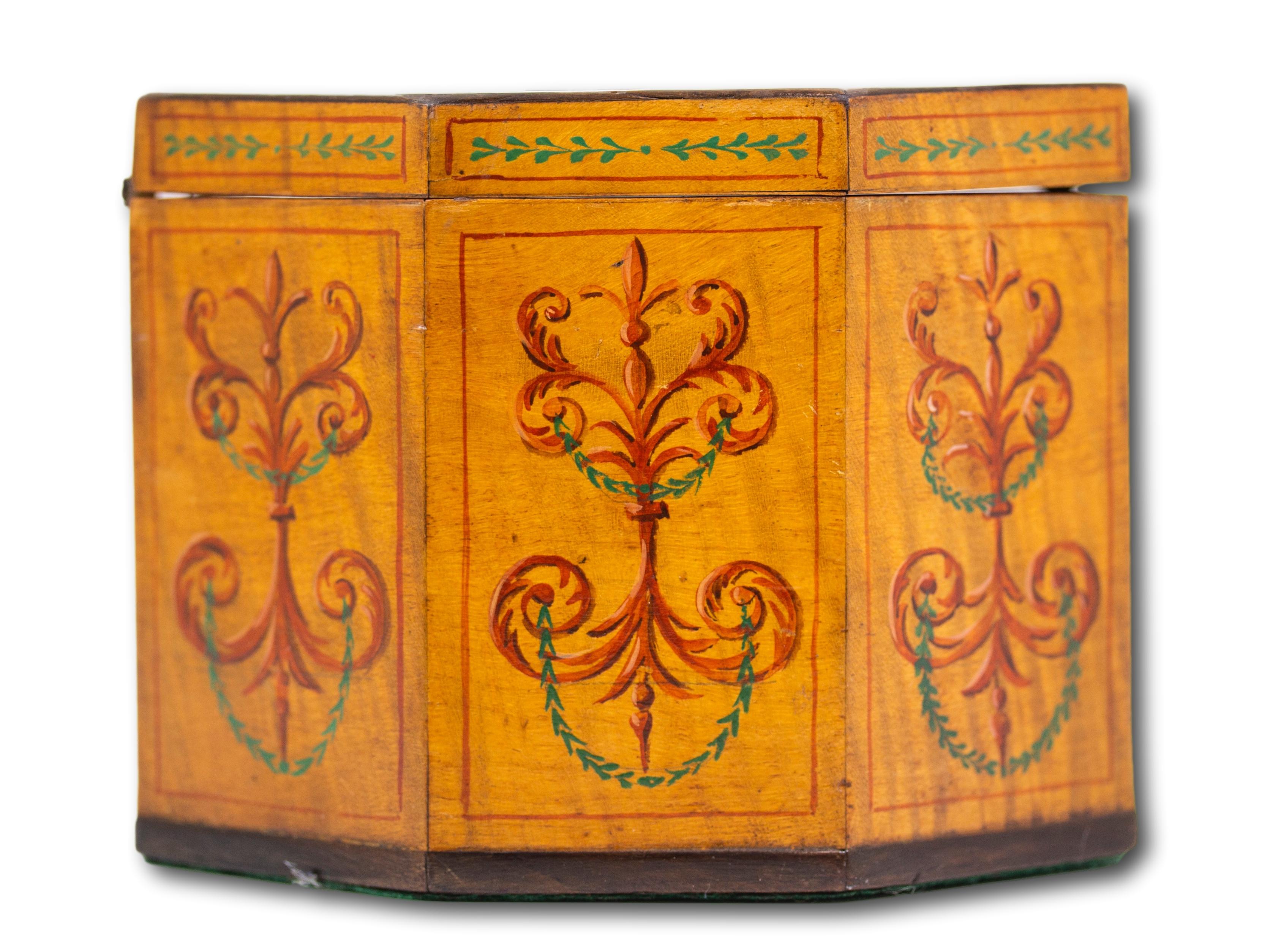 Georgian Original Painted Sycamore Tea Caddy For Sale 2