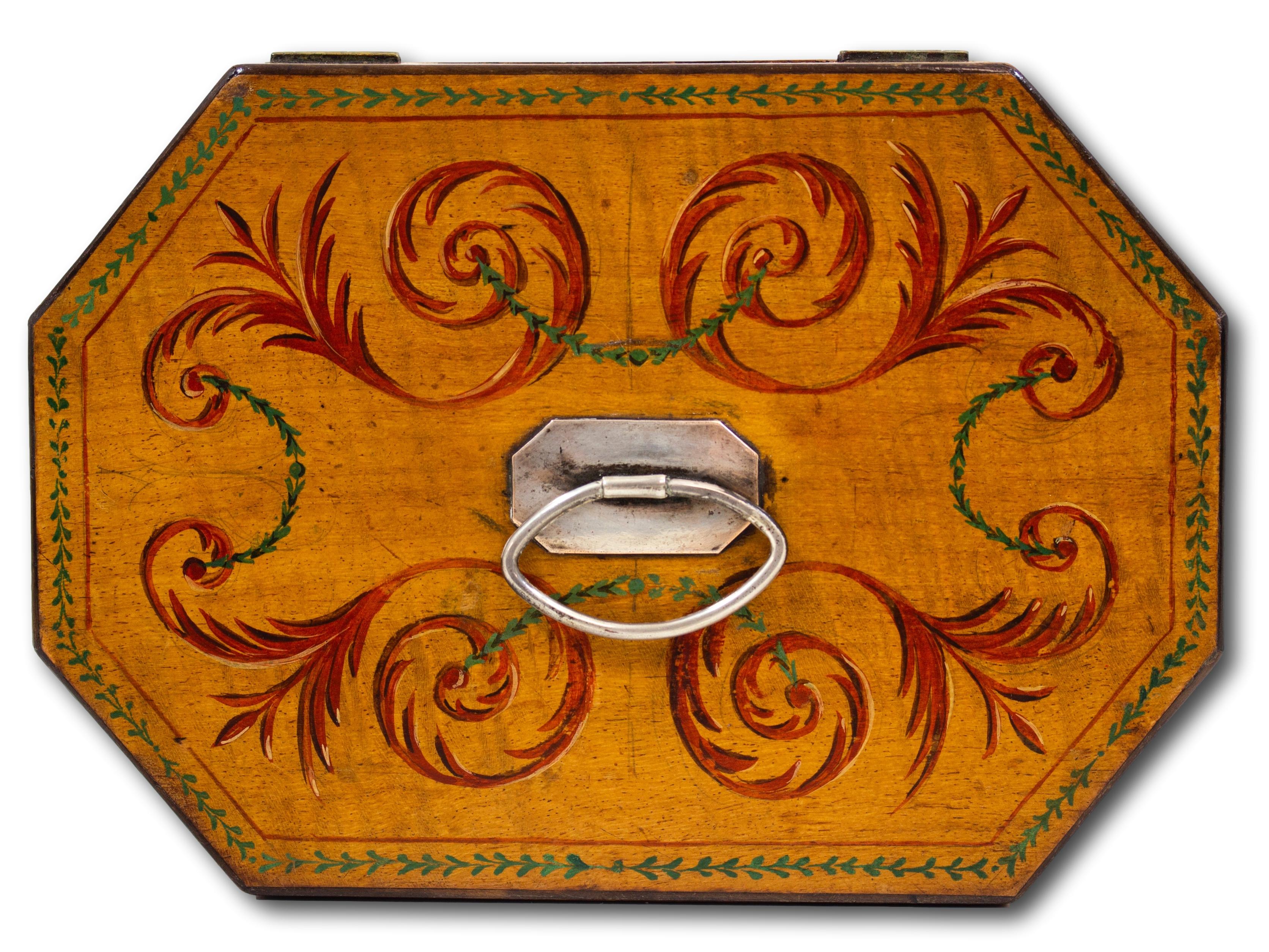 Georgian Original Painted Sycamore Tea Caddy For Sale 3