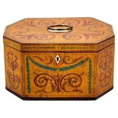 Georgian Original Painted Sycamore Tea Caddy