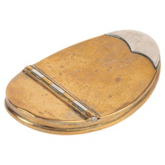 Antique Georgian Oval Silver Mounted Brass Pocket Snuff Box
