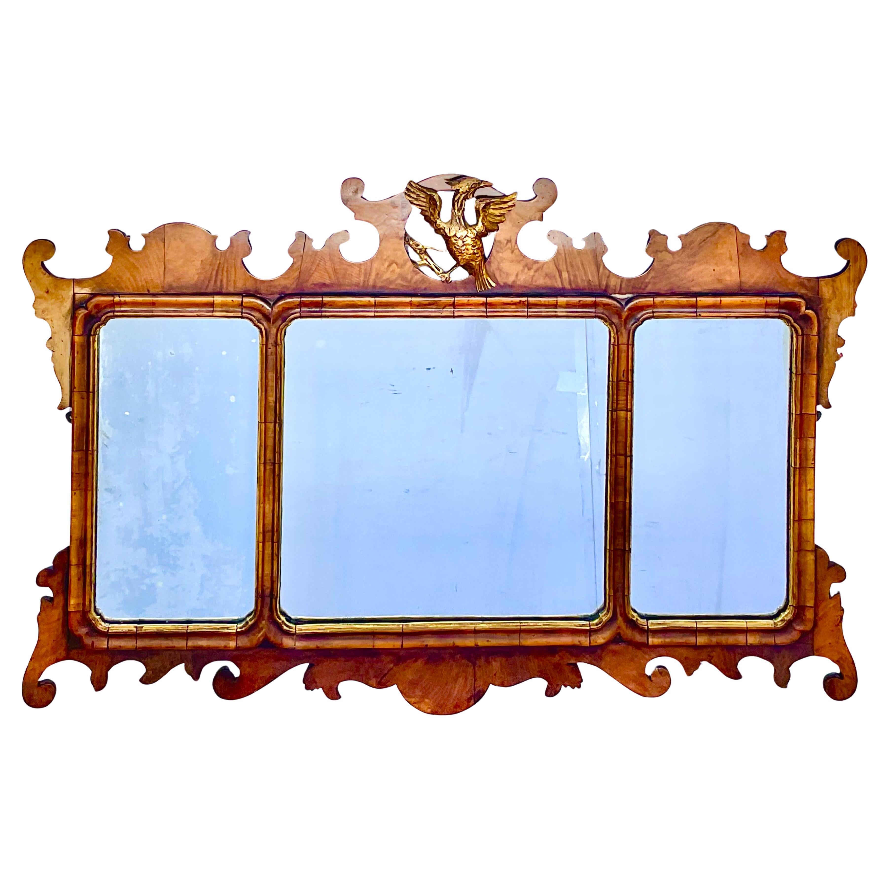 Miroir à trumeau géorgien en noyer et parchemin doré en vente 2