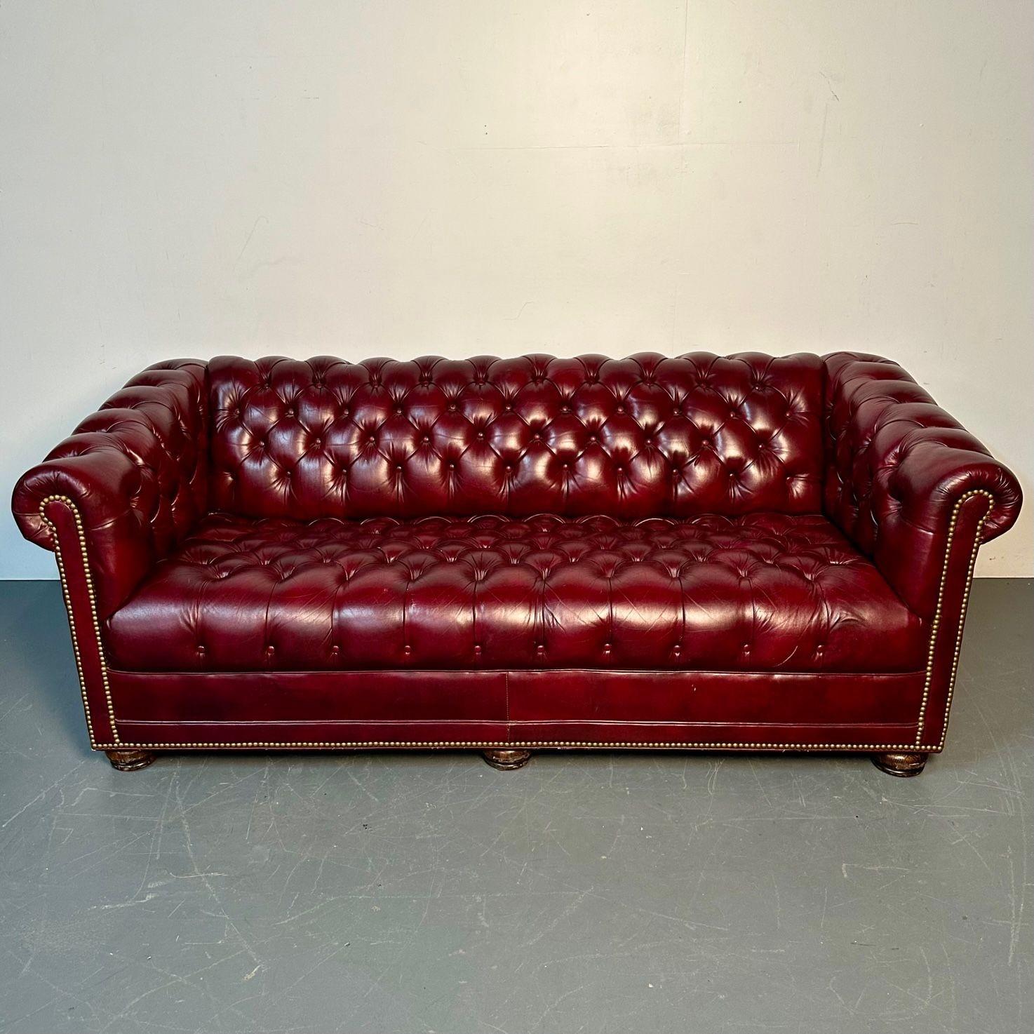 oxblood leather sofa