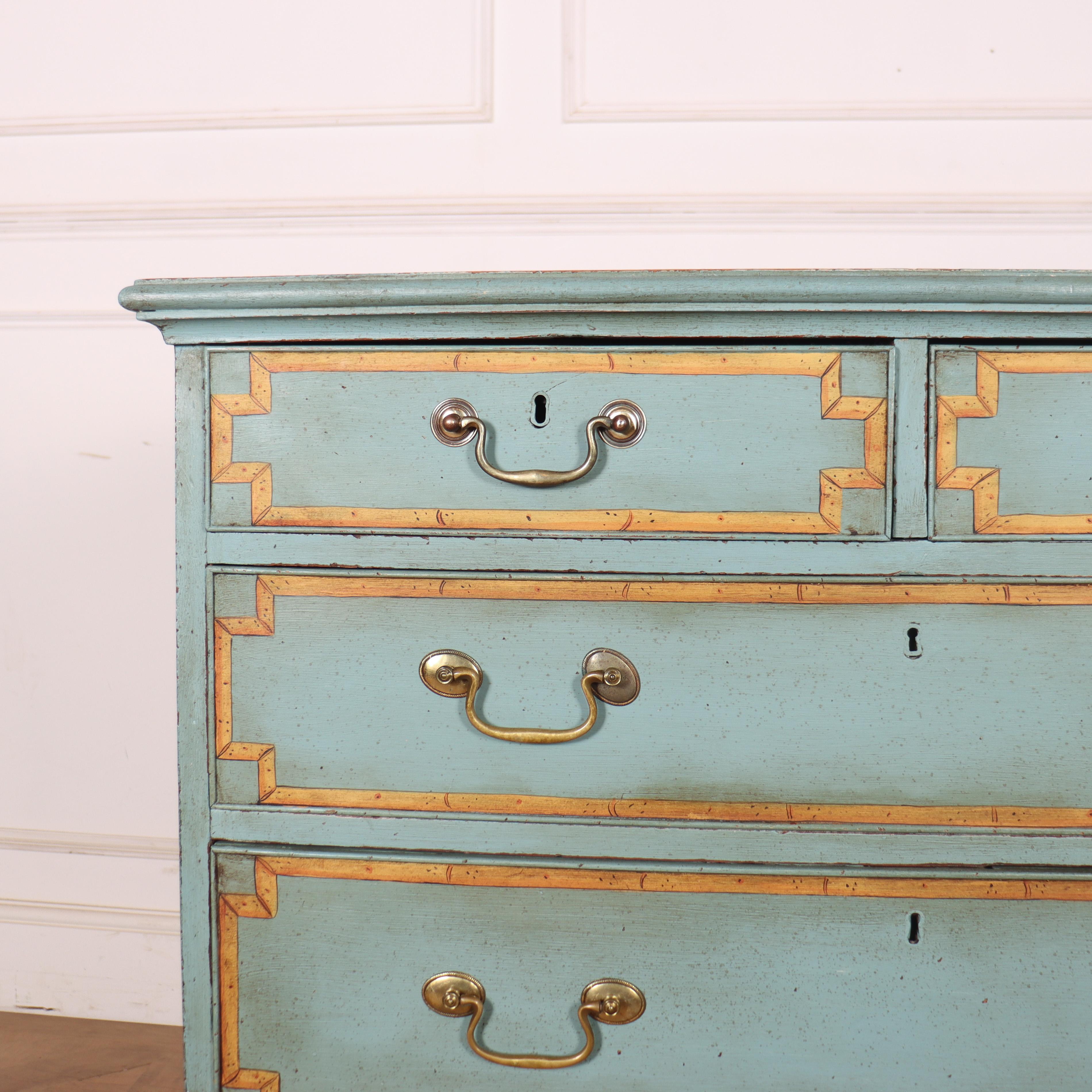 Early 19th Century Georgian painted chest of drawers with later painted bamboo decoration. Crafted with pine and oak. 1820. 

Internal reference: C

Code: 8751

Dimensions:
W: 38