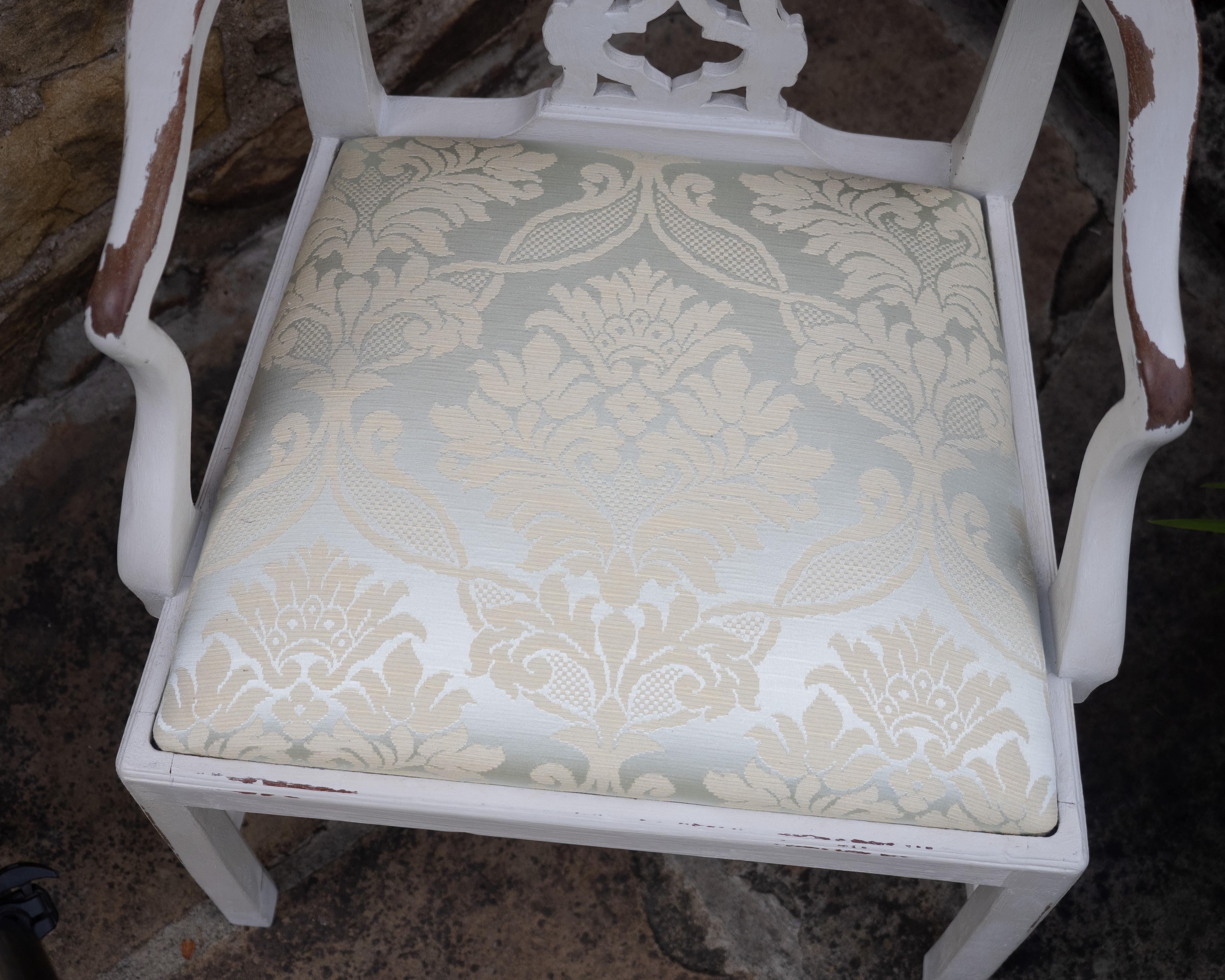 Georgian Painted Mahogany Elbow Chair Carver (Chippendale Dining Desk Armchair) For Sale 15