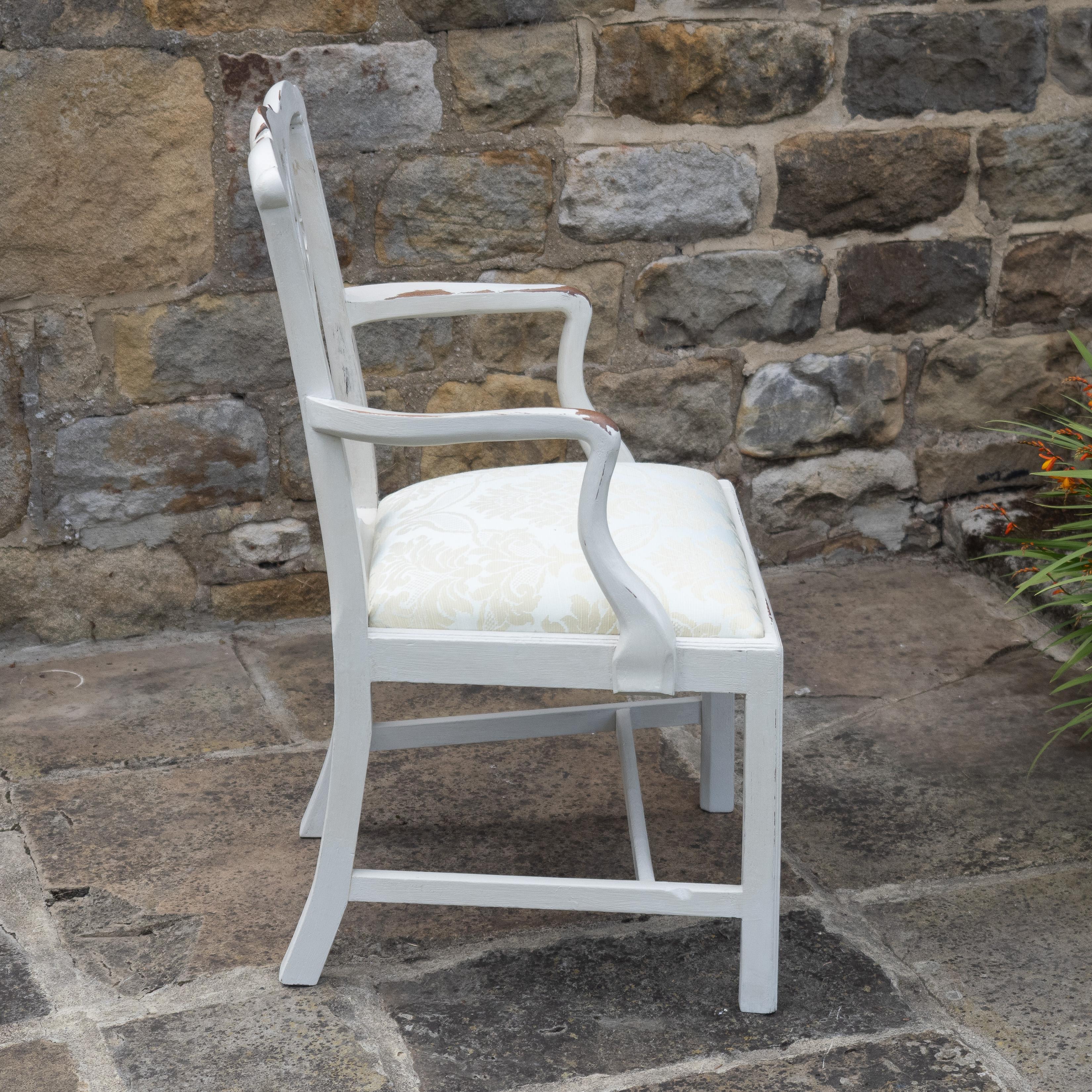 Georgian Painted Mahogany Elbow Chair Carver (Chippendale Dining Desk Armchair) In Good Condition For Sale In Leeds, GB