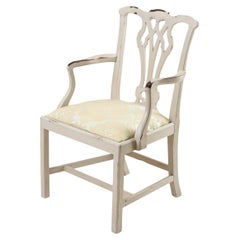 Georgian Mahogany Chippendale Armchair c.1780–1800 Painted Distressed Desk Chair