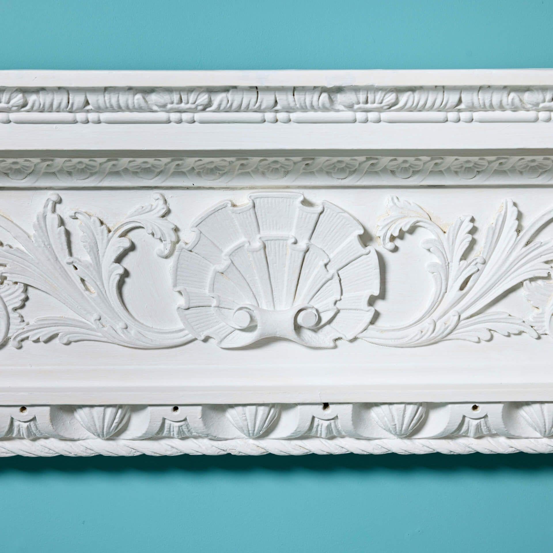 19th Century Georgian Painted Pine Fire Mantel with Scallop Shell For Sale