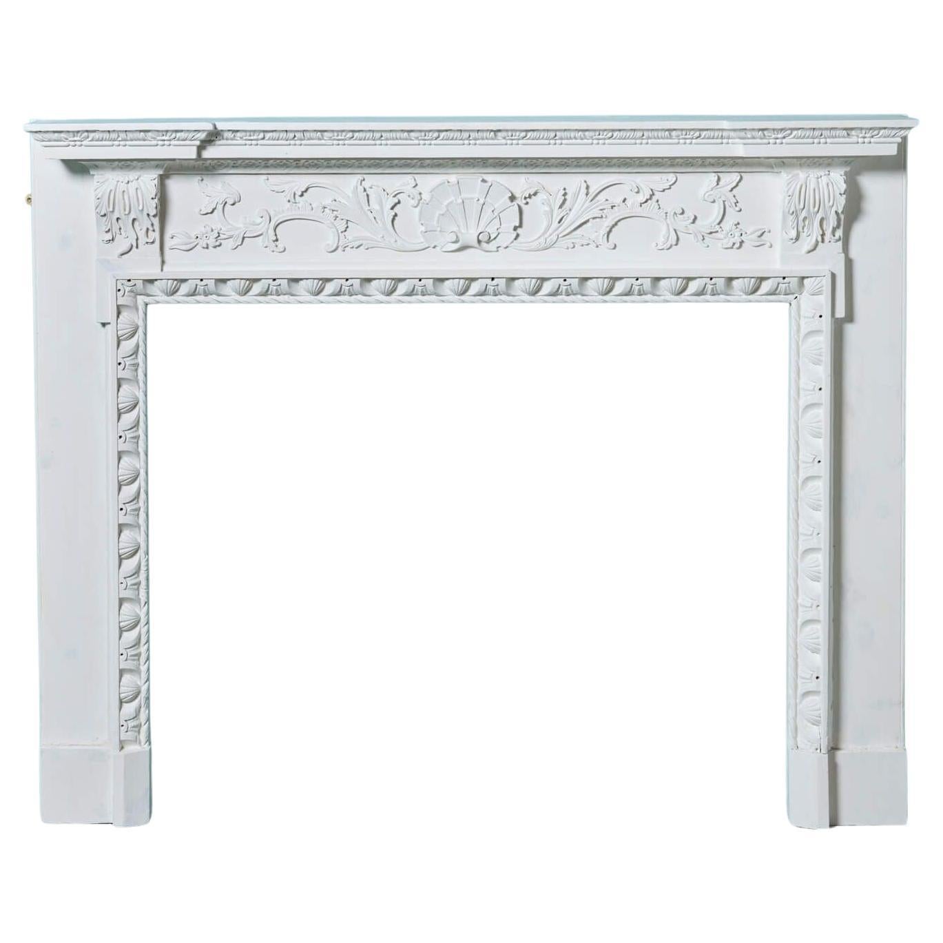 Georgian Painted Pine Fire Mantel with Scallop Shell