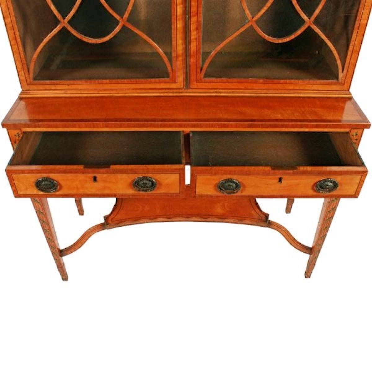 Georgian Painted Satinwood Cabinet, 19th Century For Sale 1