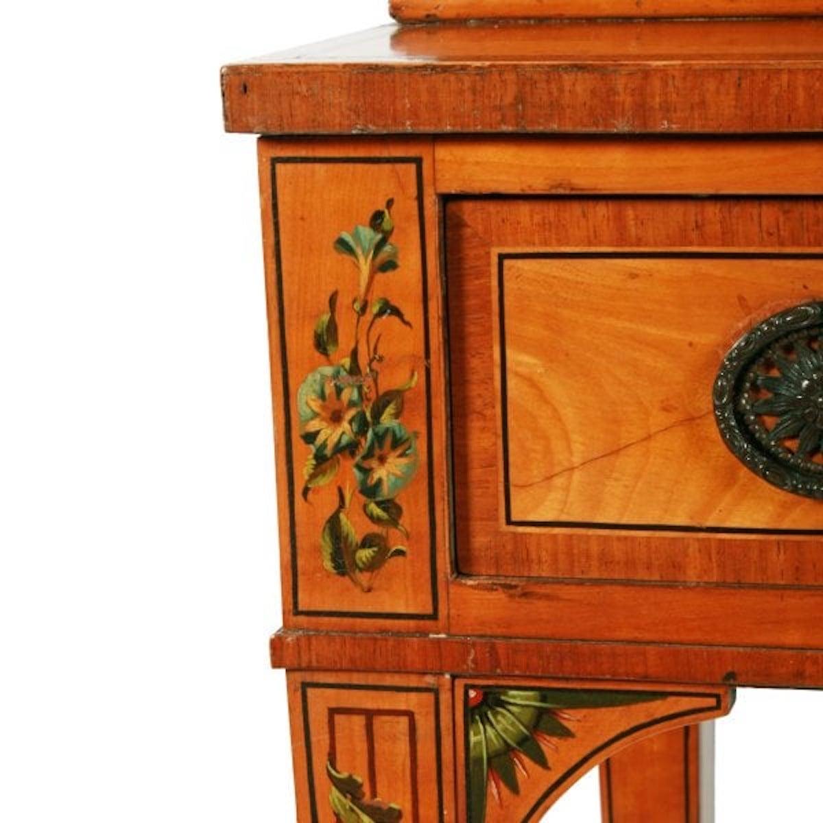Georgian Painted Satinwood Cabinet, 19th Century For Sale 3