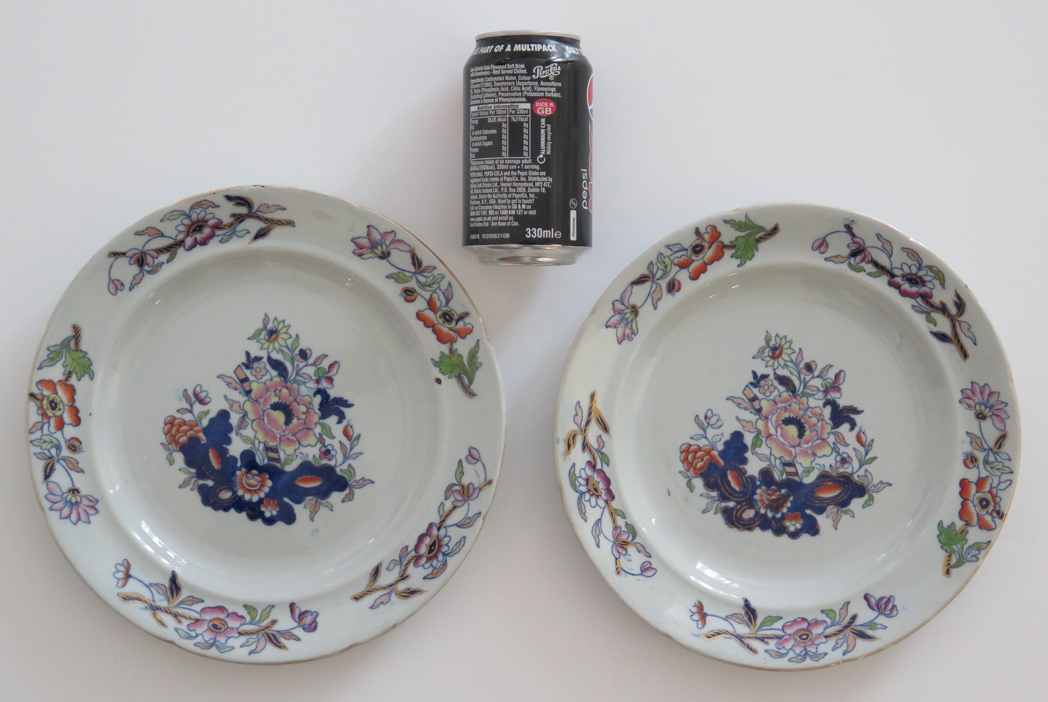 Georgian Pair Davenport Dinner Plates Ironstone Pattern 659, Circa 1815 For Sale 3