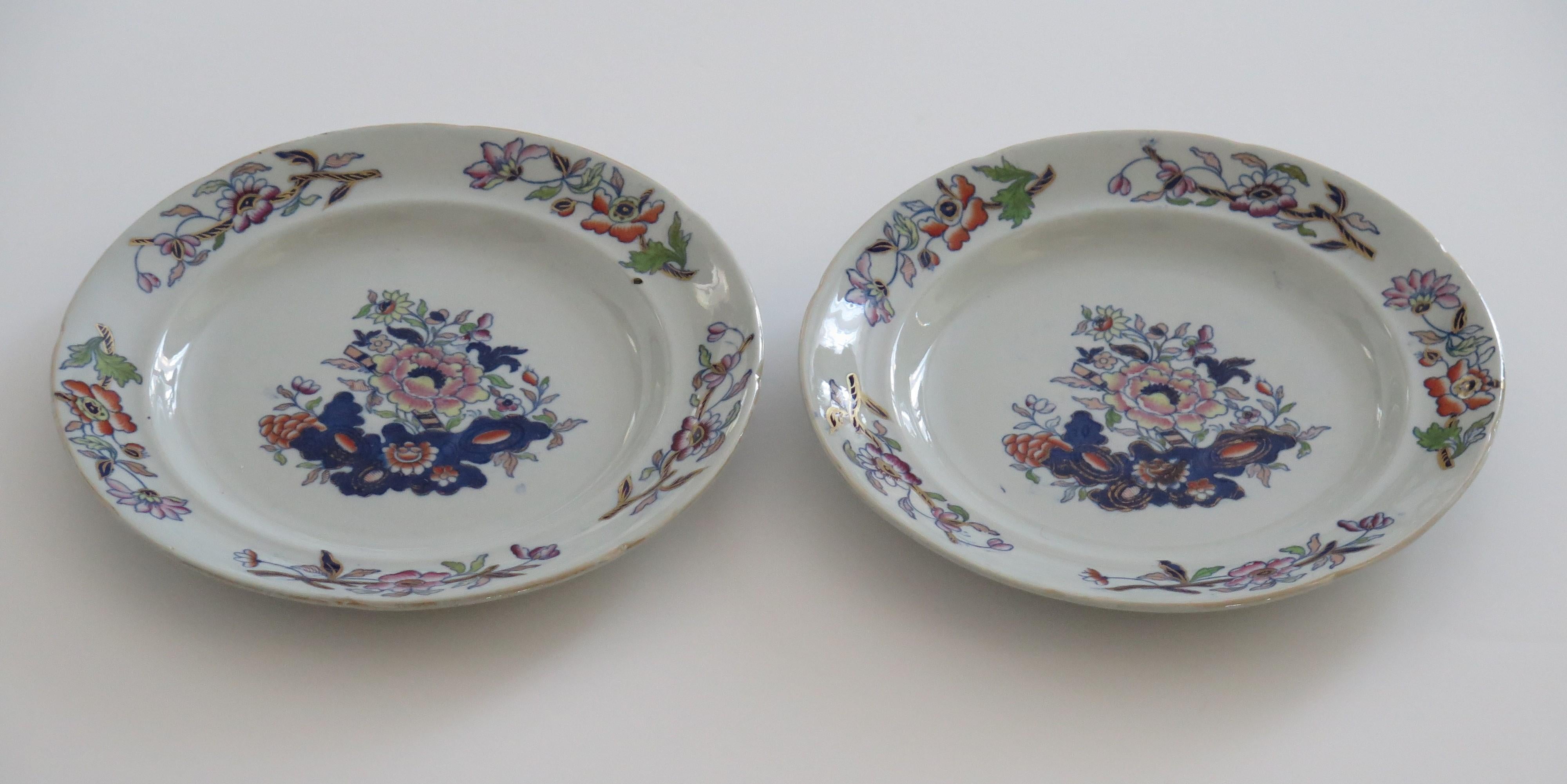 Georgien Assiettes plates géorgiennes Davenport à motif de pierre de fer 659, vers 1815 en vente