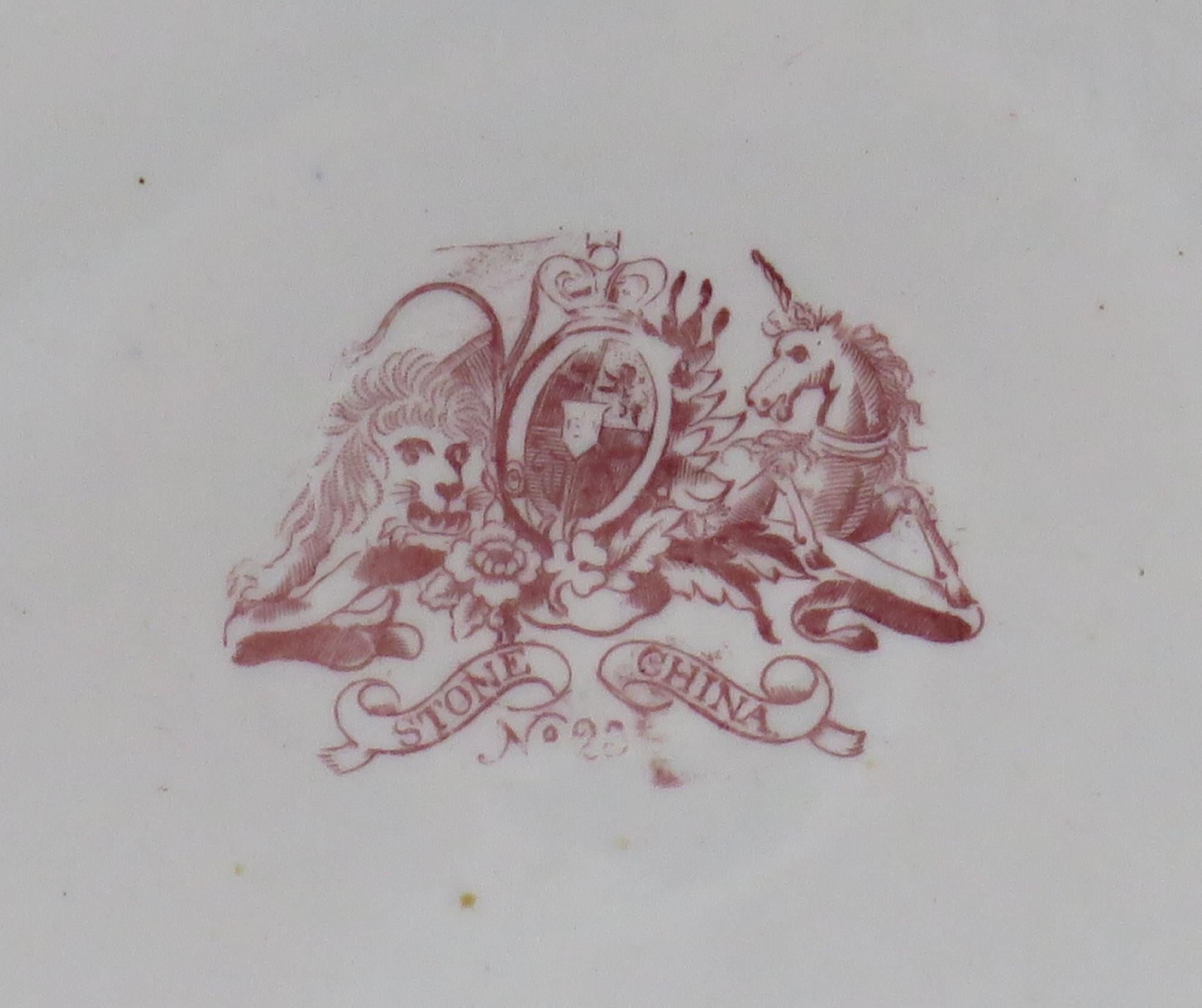 Georgian Pair Hicks and Meigh Ironstone Dinner Plates in Pattern 23, Circa 1815 4
