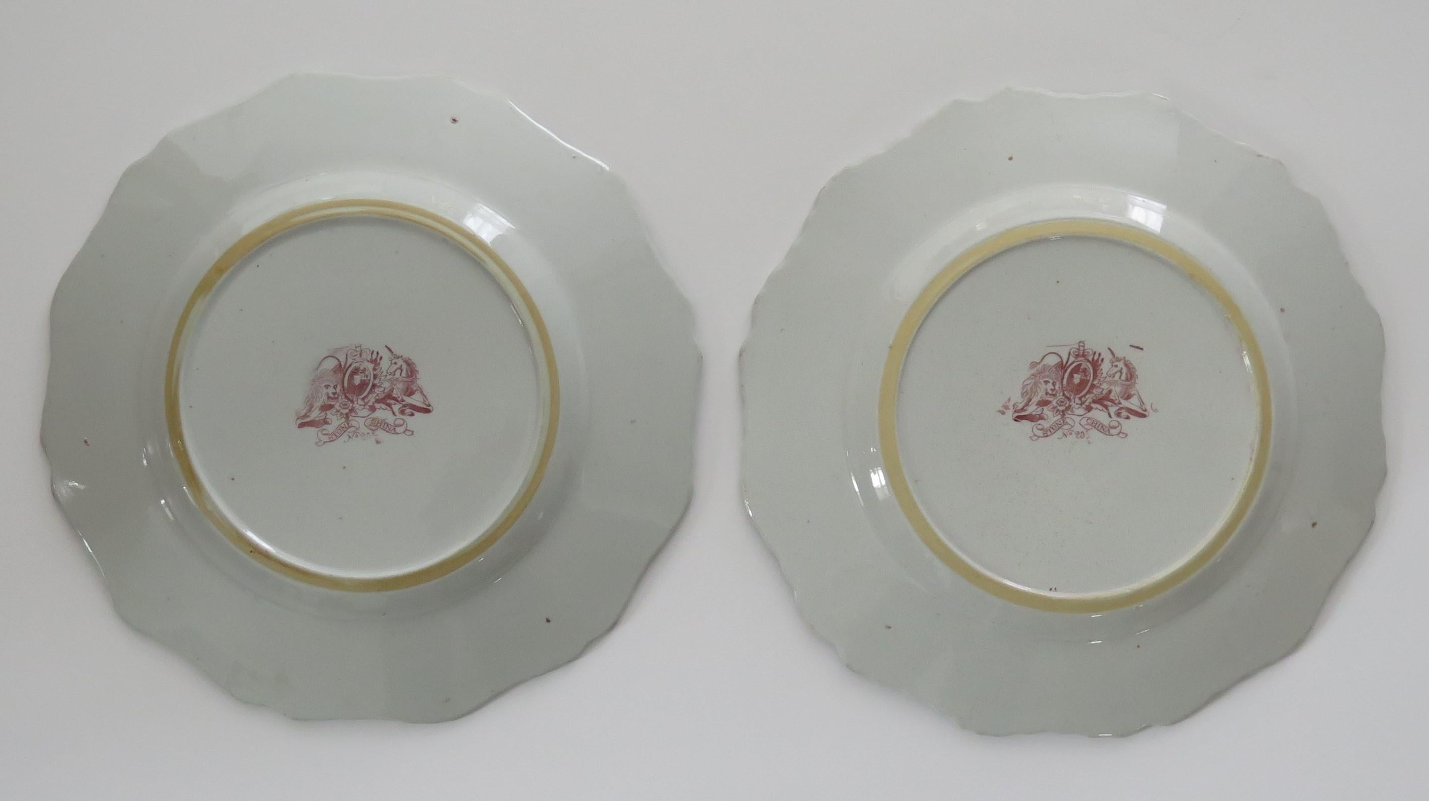 Georgian Pair Hicks and Meigh Ironstone Dinner Plates in Pattern 23, Circa 1815 2