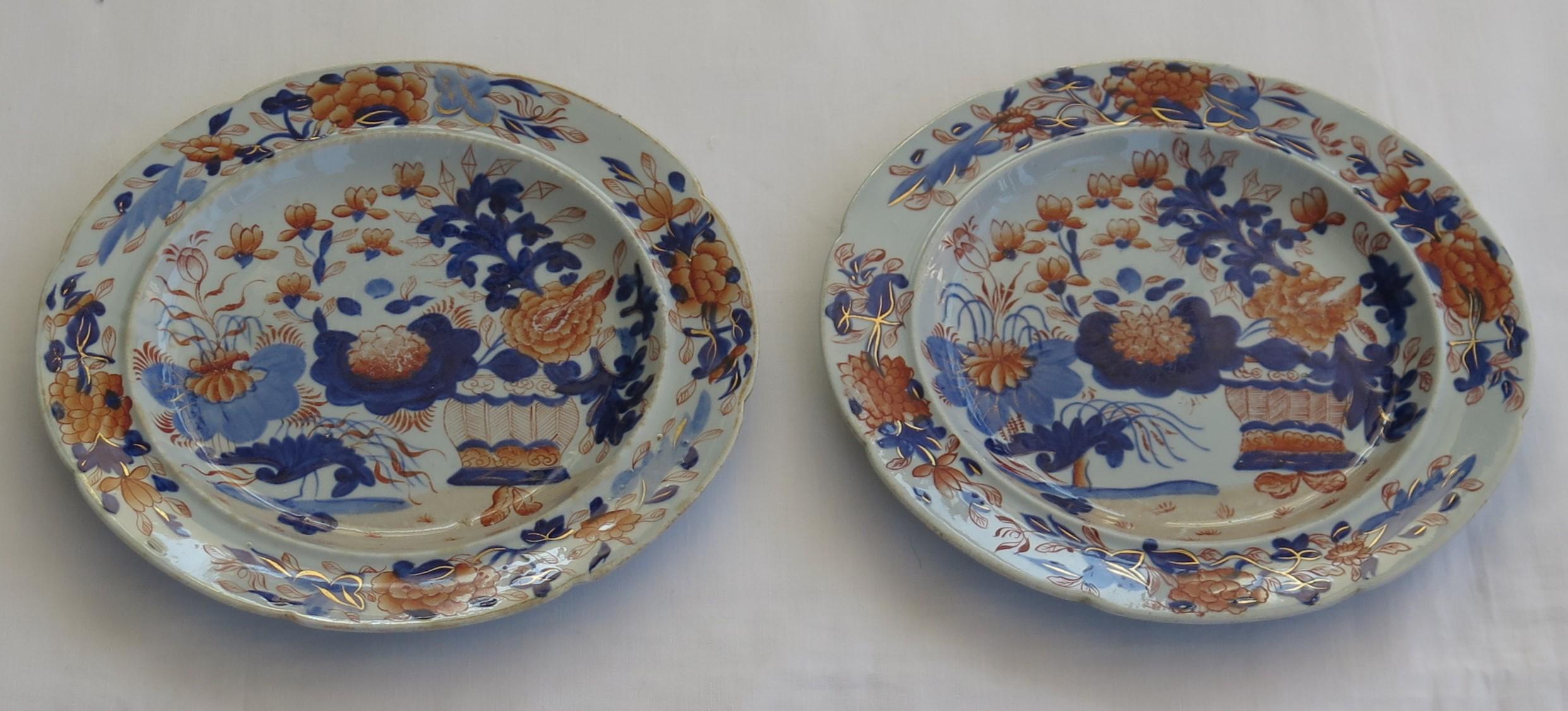 Georgian Pair Mason's Ironstone Side Plates Gilded Basket Japan Pattern, Ca 1815 4
