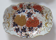 Paire de plats à sucre de style géorgien Mason''s en pierre de fer rose et pivoine, vers 1815
