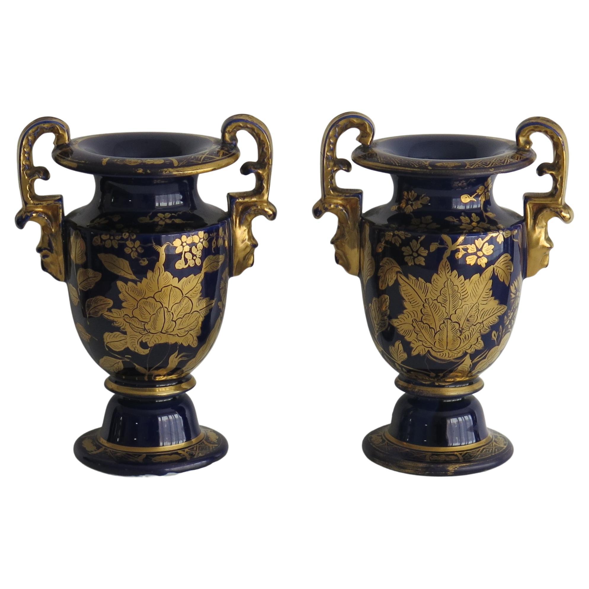 Georgian Pair of Mason's Ironstone Vases with Gold Gilded Pattern, circa 1818