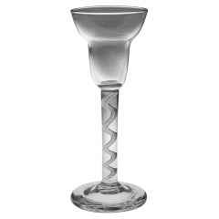 Georgian Pan Top Air Twist Wine Glass, c1750