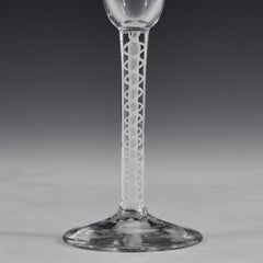 Georgian Pan Topped Double Series Opaque Twist Wine Glass, c1760
