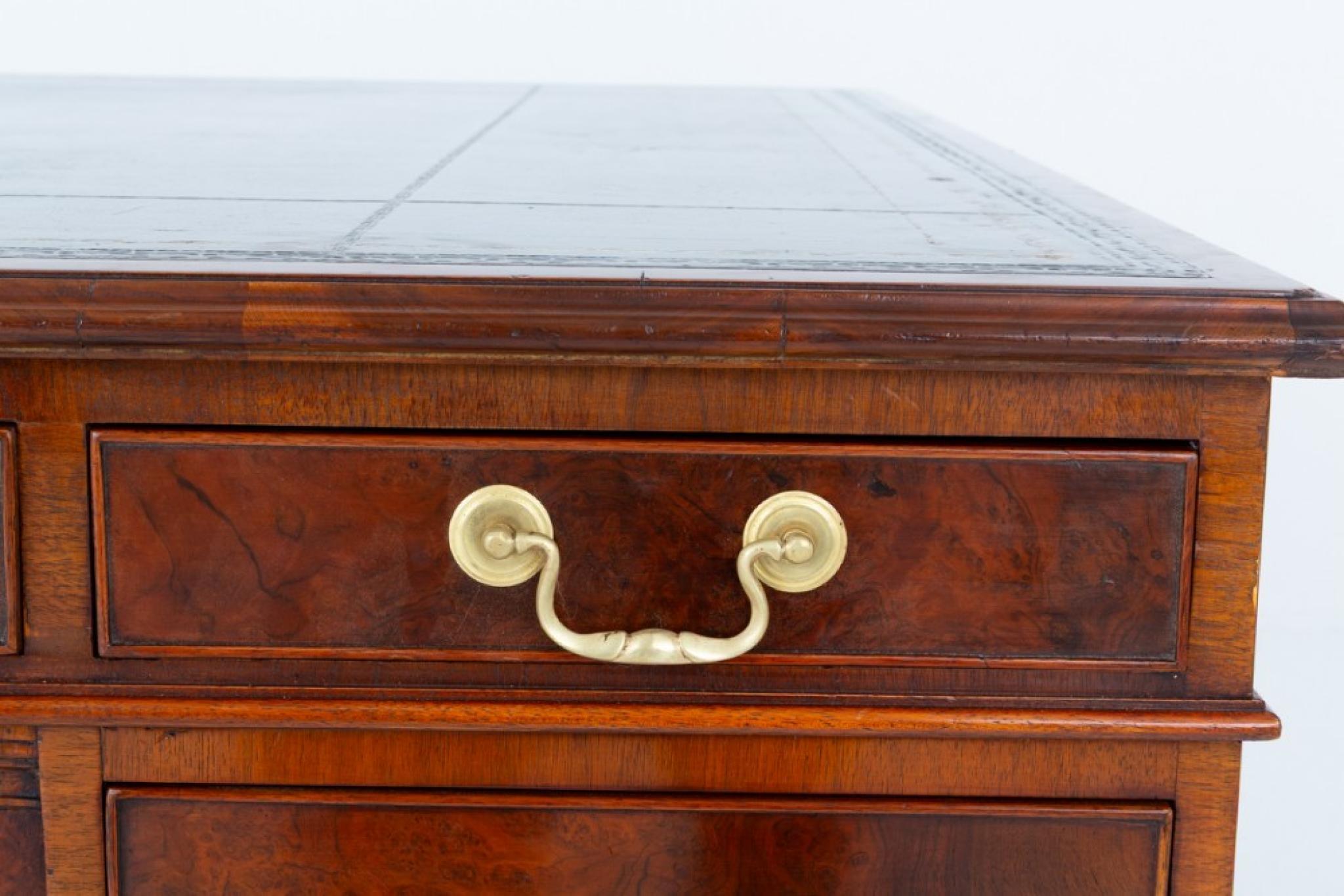 Georgian Partners Desk Walnut Writing Table For Sale 1