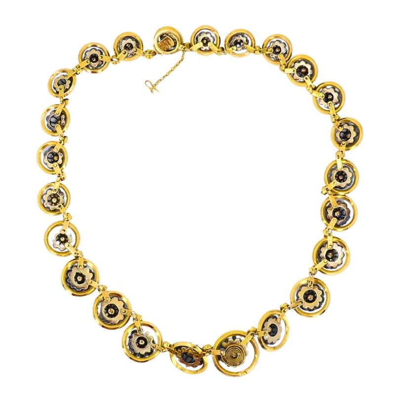 Georgian Parure Set Gold Silver Rose Cut Diamond Necklace Earrings Brooch For Sale 10