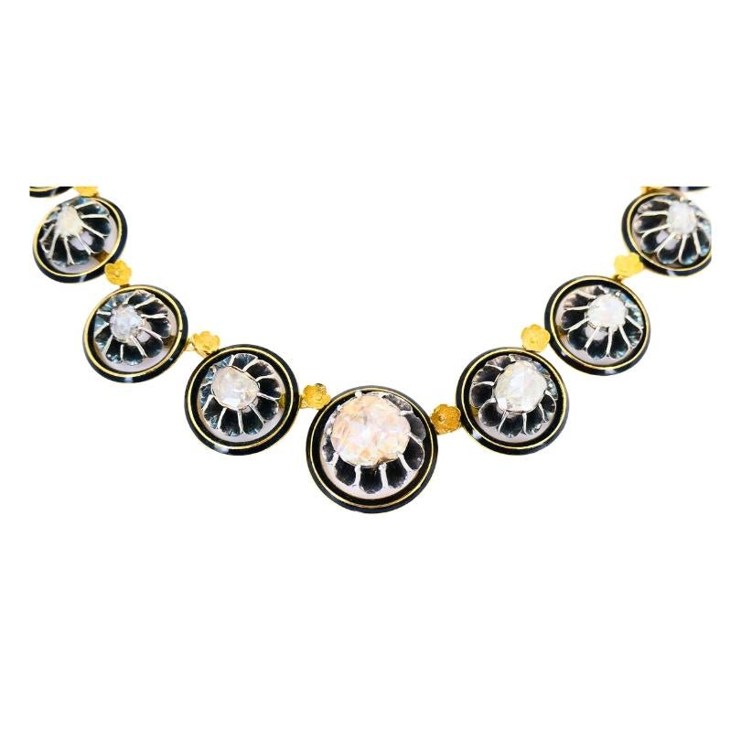 Georgian Parure Set Gold Silver Rose Cut Diamond Necklace Earrings Brooch For Sale 11