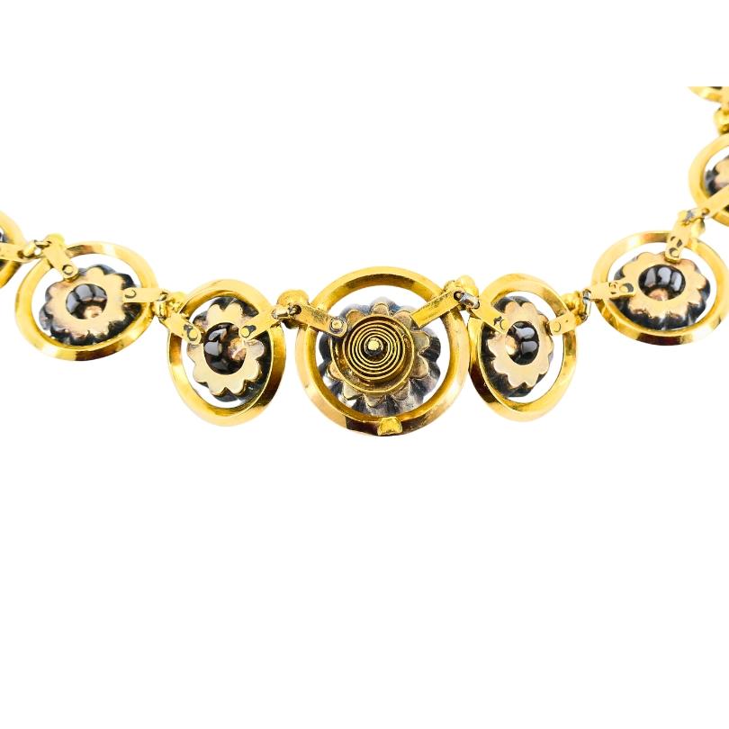 Georgian Parure Set Gold Silver Rose Cut Diamond Necklace Earrings Brooch For Sale 12