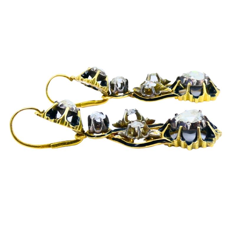 Georgian Parure Set Gold Silver Rose Cut Diamond Necklace Earrings Brooch For Sale 4