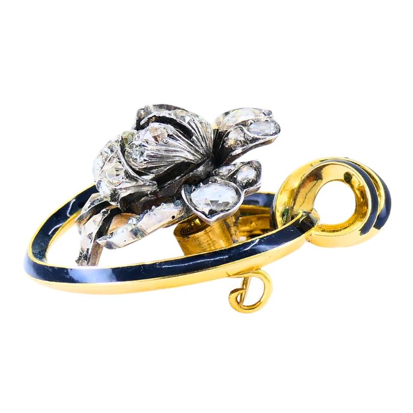 Georgian Parure Set Gold Silver Rose Cut Diamond Necklace Earrings Brooch For Sale 6