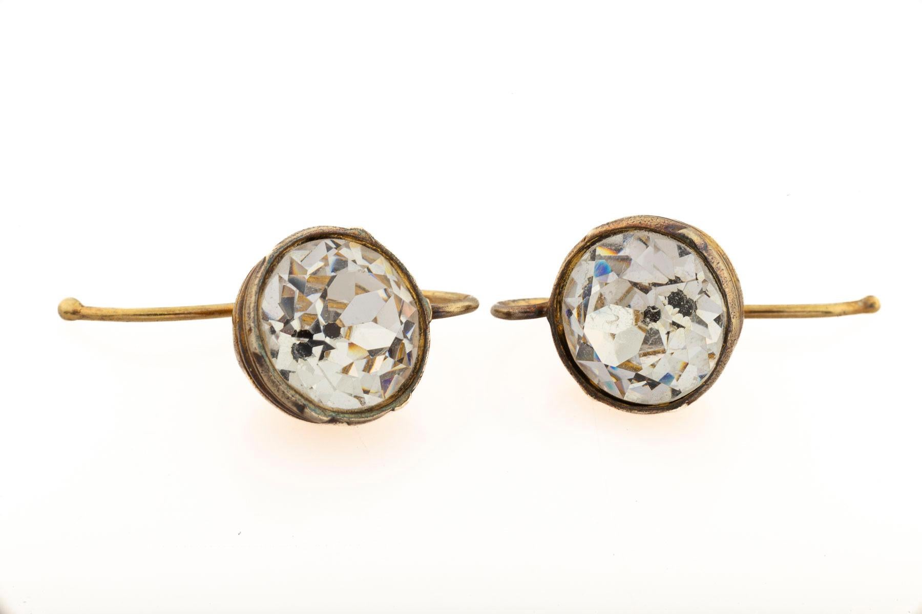George III Georgian Paste Earrings Collet Set c. 1820