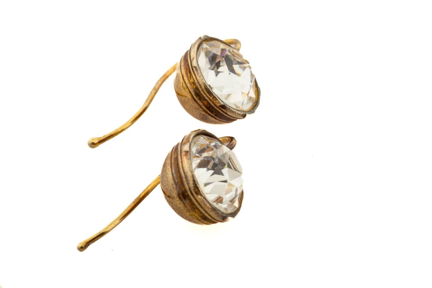 Georgian Paste Earrings Collet Set c. 1820 In Excellent Condition In Stamford, CT
