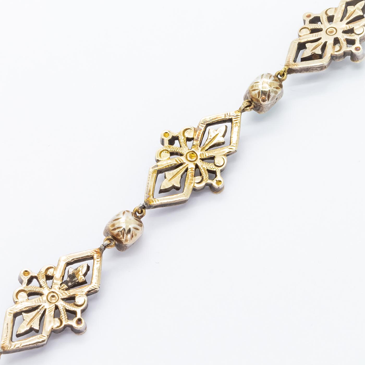 Antike französische Perle Smaragd und Diamant Halskette und Armband Suite um 1850 2