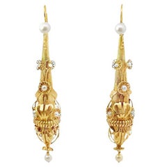 Georgian Pearl Gold Drop Earrings