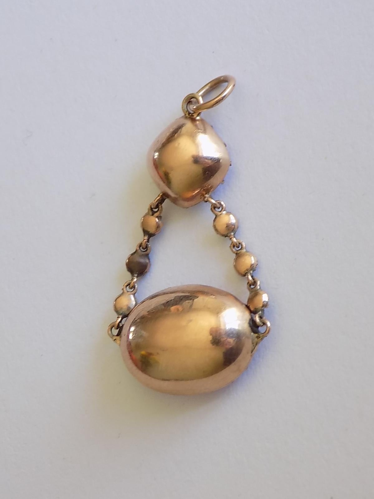 Georgian Pearl Pink Topaz Paste Gold pendant In Good Condition In Boston, Lincolnshire