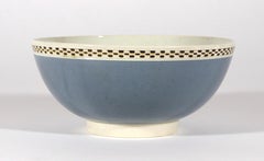 Georgian Pearlware Slop Bowl, Blue Slip Ground, Staffordshire or Yorkshire