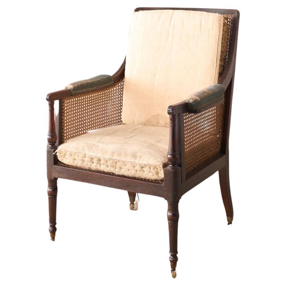 Georgian period Bergere library chair For Sale