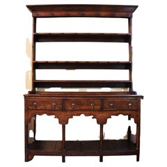 Georgian Period, c.1780, Small Oak Dresser with Plate Rack from Kent, English