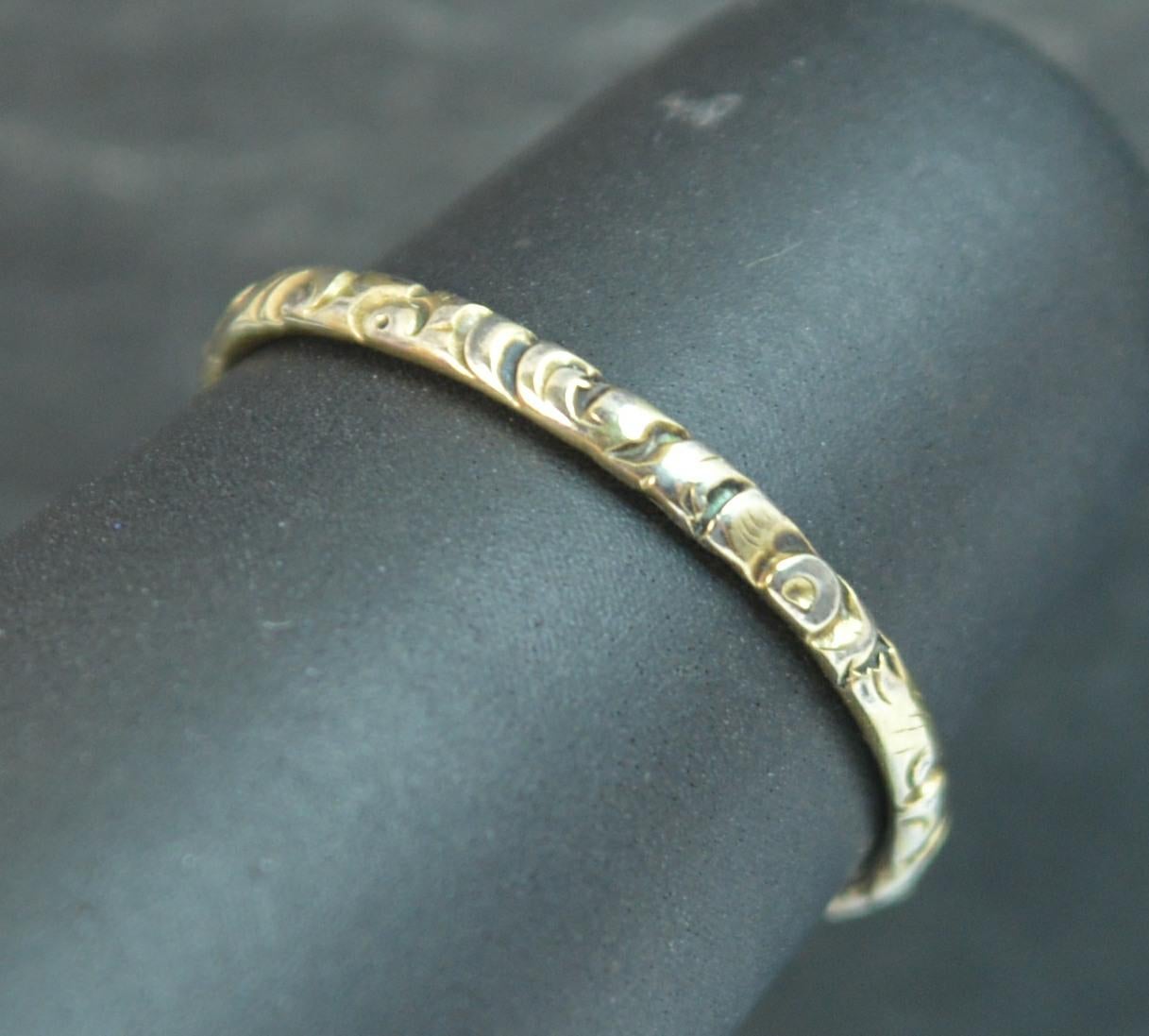 Georgian Period Chased Engraved Band in Solid Gold 3