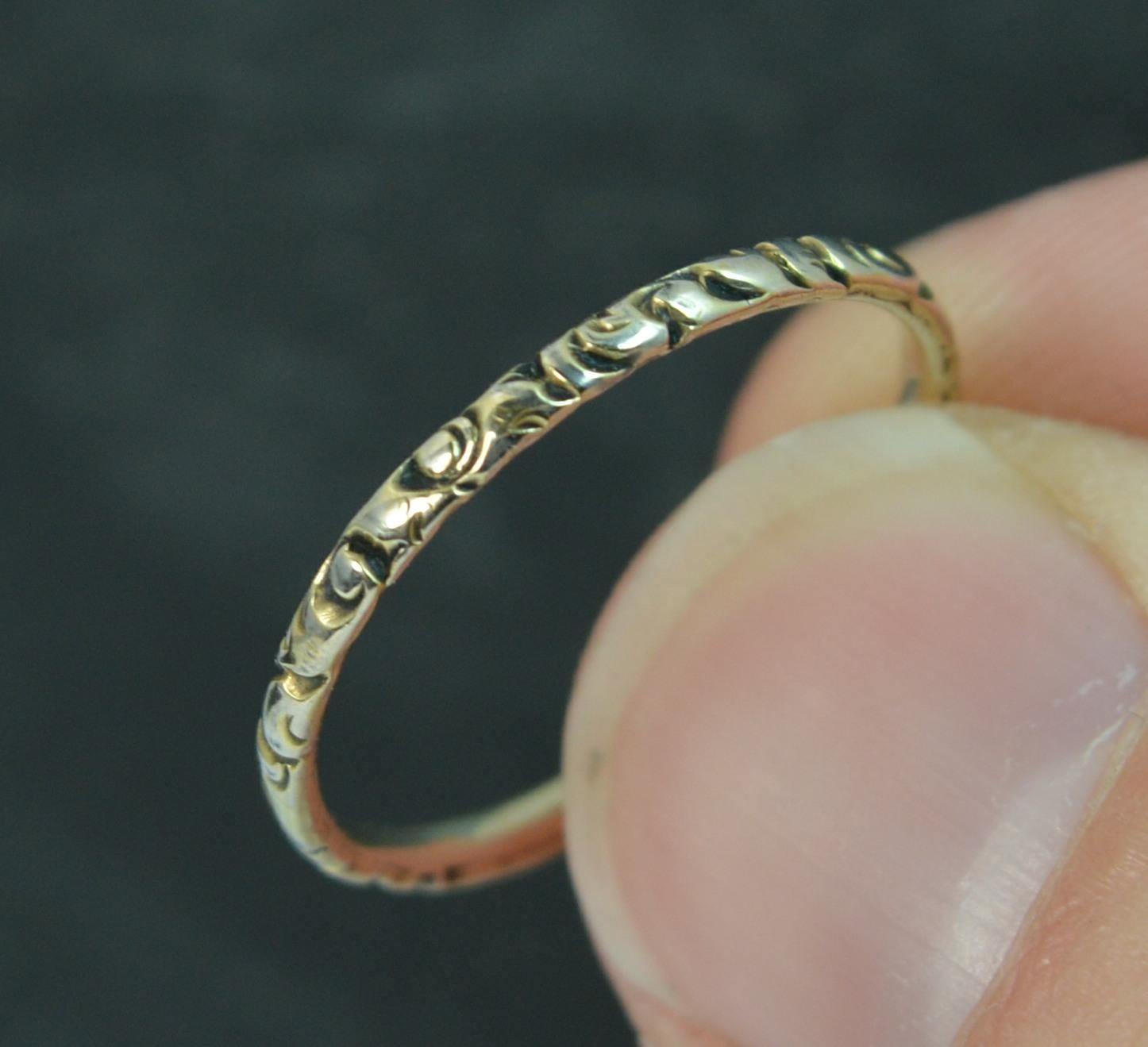 Women's Georgian Period Chased Engraved Band in Solid Gold