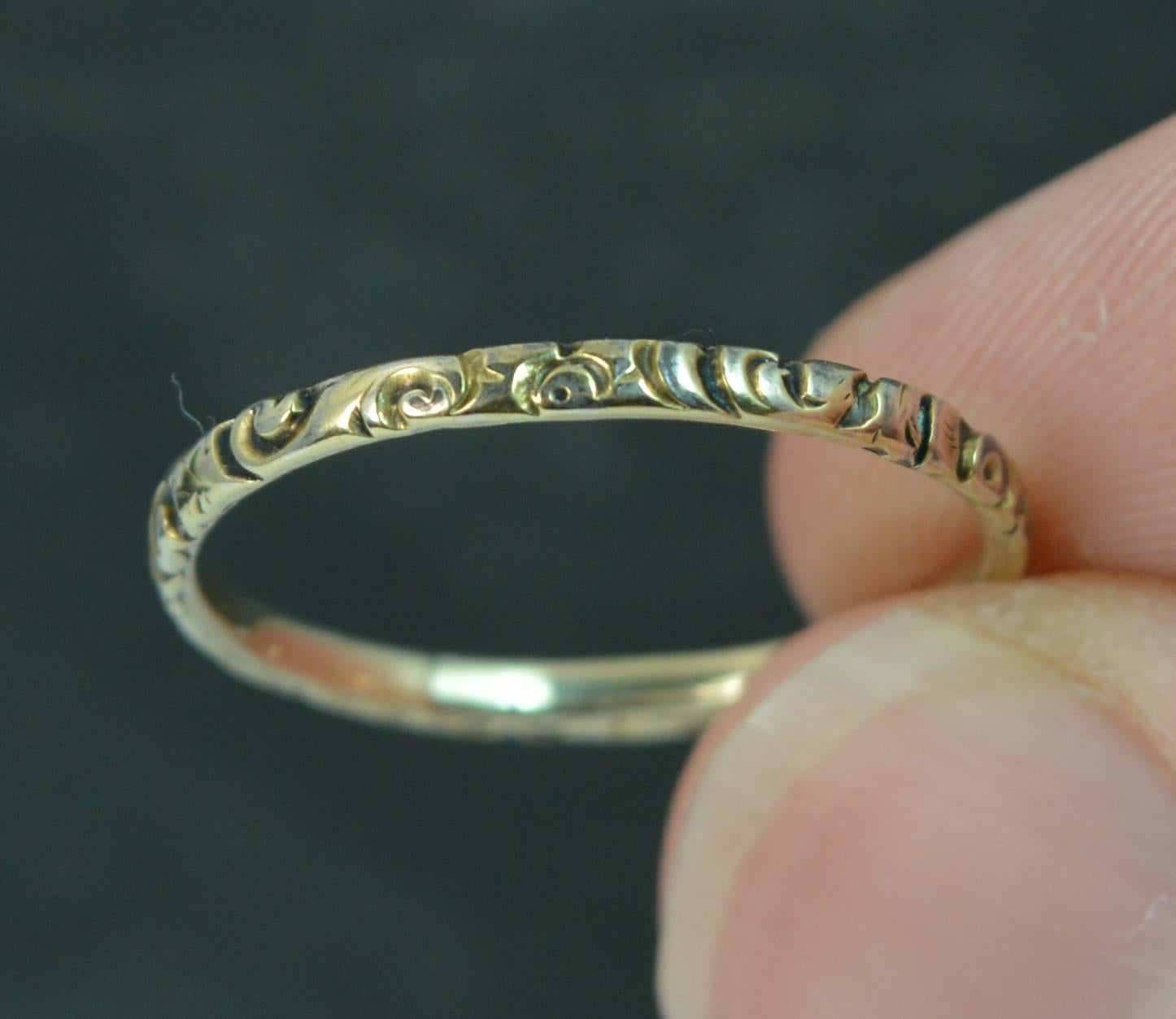 Georgian Period Chased Engraved Band in Solid Gold 1