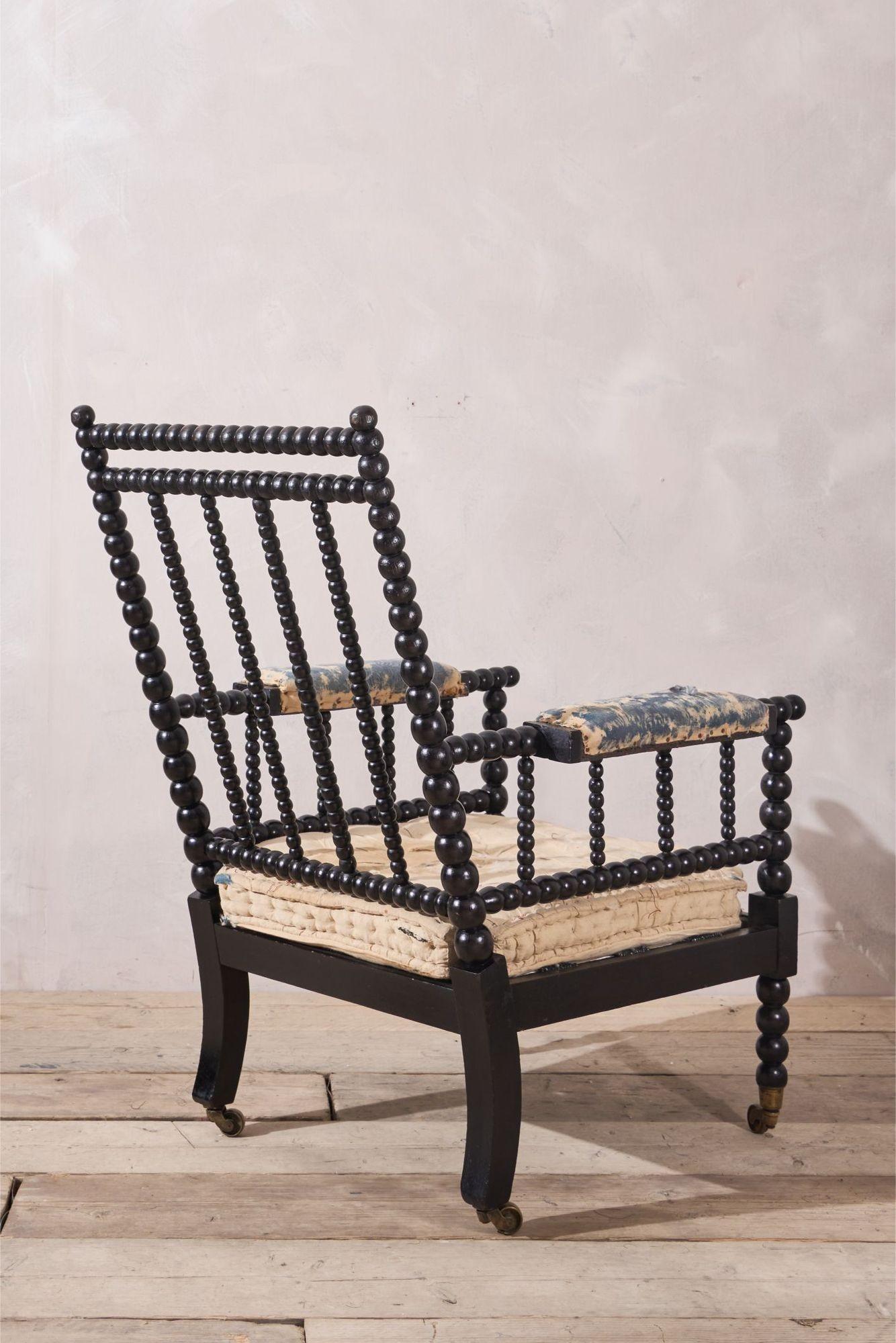 Hardwood Georgian period Ebonised bobbin library chair