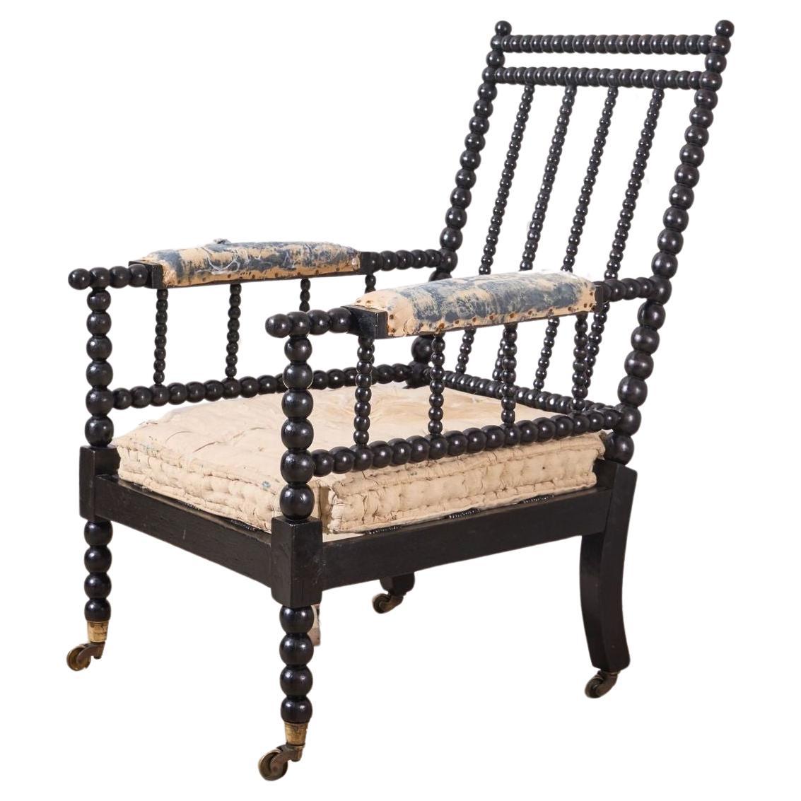 Georgian period Ebonised bobbin library chair