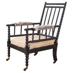 Georgian period Ebonised bobbin library chair