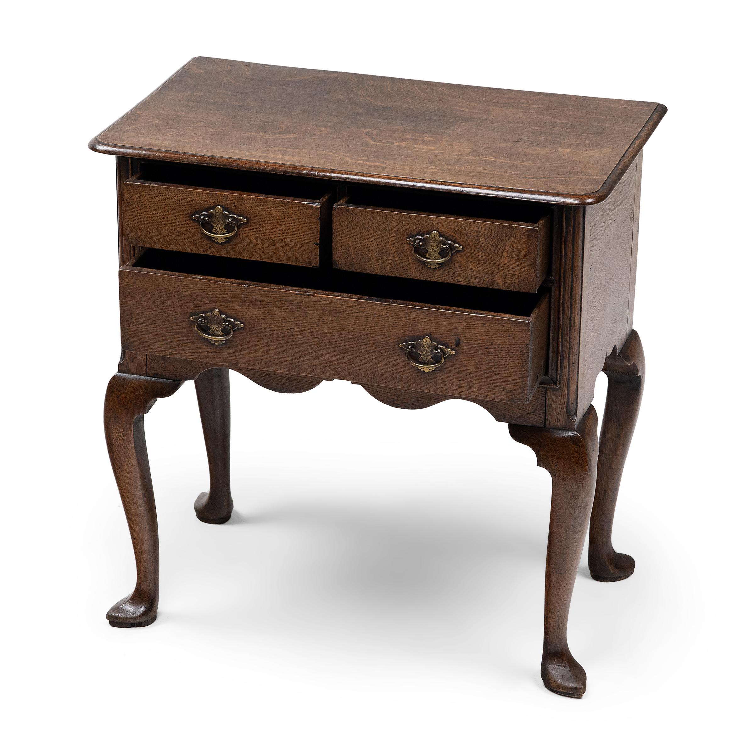 Brass Georgian Period English Lowboy Side Table, c. 1750 For Sale