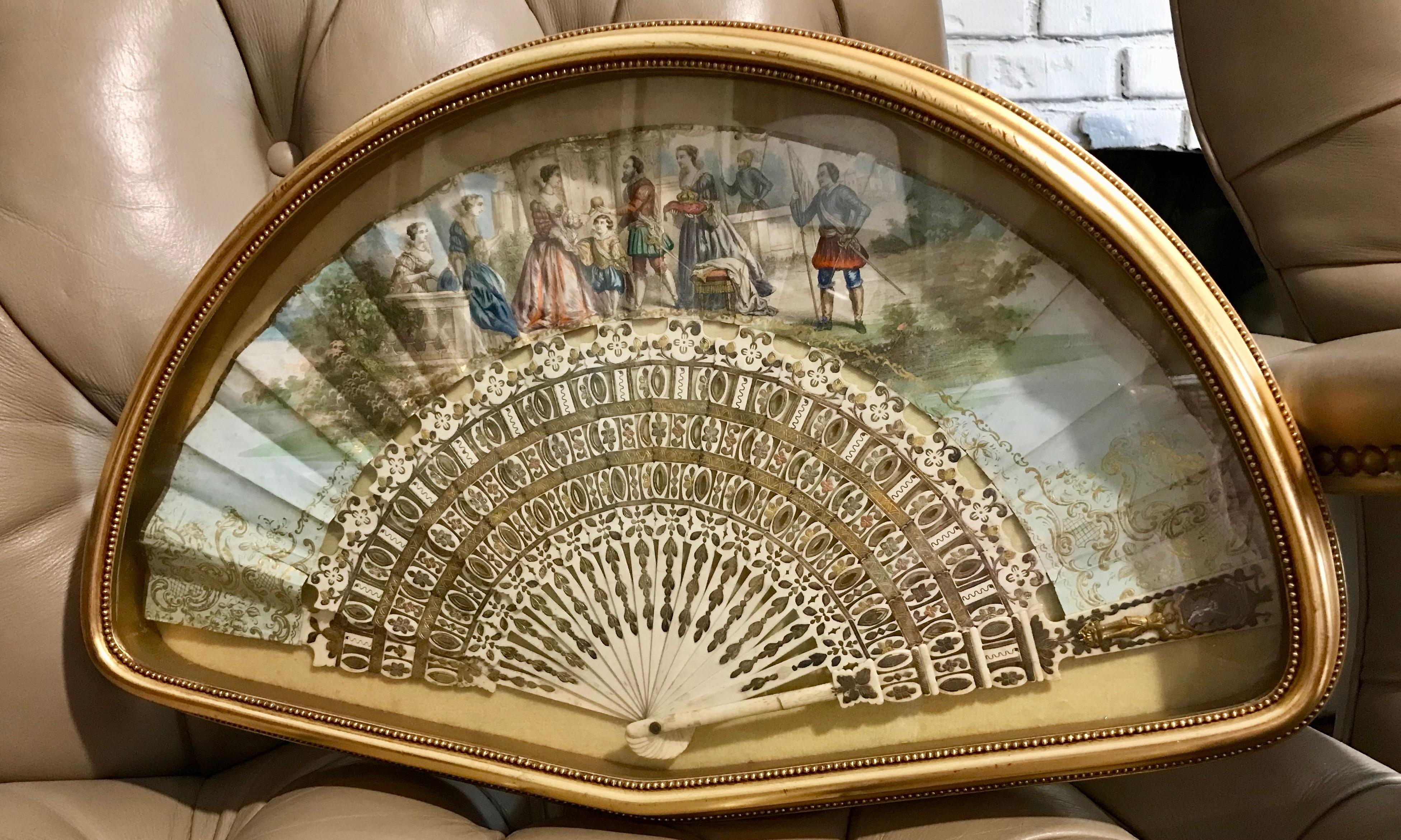 English Georgian Period Framed Fan For Sale