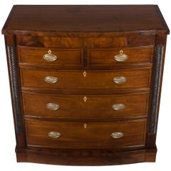 Georgian Period Mahogany Bow Front Chest of Drawers Dresser