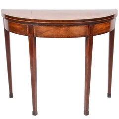 Georgian Period Mahogany Demilune Card Table, 18th Century