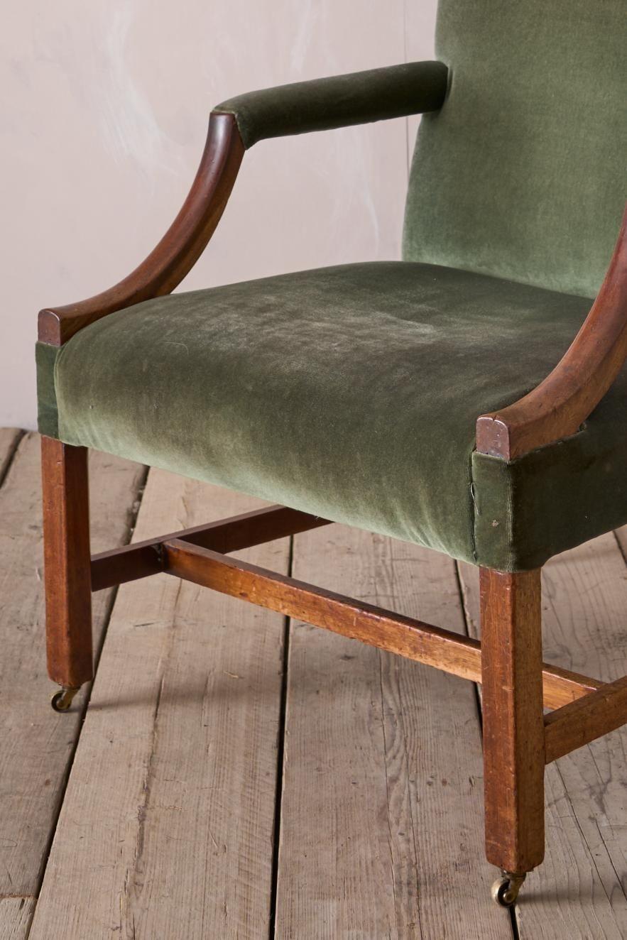 This is a beautiful Georgian period Gainsborough chair. Nicely worn mahogany arms, legs and supports. Plenty of charm and certainly a high quality example. Great design that is always popular and this chair is a very generous size.

Height 105cm